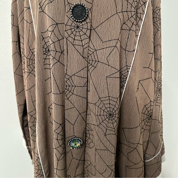 Brown Printed Abaya with Button Detail | Modest Long Dress | L - Picture 3 of 8